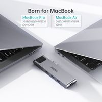 Док станція USB-C 7-в-1 (HDMI/LAN/картрідер/USB-A/USB-C), для MacBook Pro/Air, алюміній