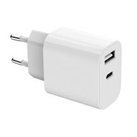 Мережевий ЗП, 1xUSB-A+1xUSB-C 5V/2.4A (12W), білий