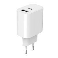 Мережевий ЗП, 1xUSB-A+1xUSB-C 5V/2.4A (12W), білий