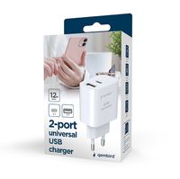 Мережевий ЗП, 1xUSB-A+1xUSB-C 5V/2.4A (12W), білий