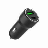 Автомобільний зарядний пристрій, 1xUSB-A (18W QC3.0)+ 1xUSB-C (20W PD), чорний
