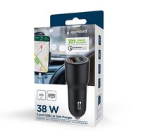 Автомобільний ЗП, 1xUSB-A (18W QC3.0) + 1xUSB-C (PD 20W), чорний