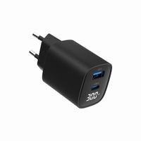Мережевий ЗП, 1 USB-A (QC3.0 18W) + 1 Type-C (PD20W), LCD, чорний
