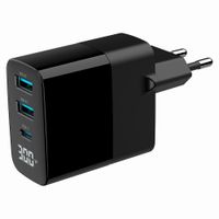 Gembird
Мережевий ЗП, 2хUSB-A (QC3.0 18W) + 1хType-C (PD20W), LCD, чорний