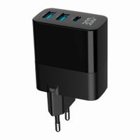 Мережевий ЗП, 2хUSB-A (QC3.0 18W) + 1хType-C (PD20W), LCD, чорний