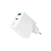 Мережевий ЗП, 1хUSB-A (QC3.0 18W) + 1xType-C (PD 65W), білий