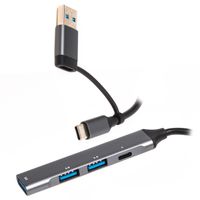 Maxxter
Хаб USB 3.0 Type-C на 4 порти, перехідник Type-A, 1xUSB-A 3.0, 2xUSB-A 2.0, 1xUSB-C