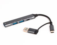 Хаб USB 3.0 Type-C на 4 порти, перехідник Type-A, 1xUSB-A 3.0, 2xUSB-A 2.0, 1xUSB-C