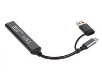 Хаб USB 3.0 Type-C на 4 порти, перехідник Type-A, 1xUSB-A 3.0, 2xUSB-A 2.0, 1xUSB-C