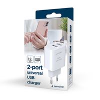 Мережевий ЗП, 2 USB-A 5V/2.4A (12W), чорний