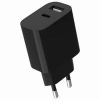 Мережевий ЗП, 1xUSB-A+1xUSB-C 5V/2.4A (12W), чорний