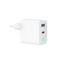 Мережевий ЗП, 1 USB-A + 1 Type-C (PD45Вт + QC3.0 18Вт), білий