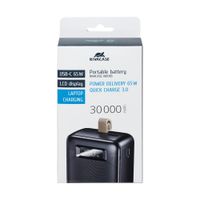 Портативний зарядний пристрій, 30000 mA, PD 65W, з LCD, чорний