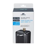 Портативний зарядний пристрій, 40000 mA, PD 65W, з LCD, чорний