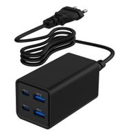 Gembird
Мережевий ЗП, 2xUSB-A (QC3.0 30W)+2xType-C (PD 65W), чорний