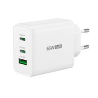 Мережевий зарядний пристрій, GaN, 1 USB-A / 2 USB-C, 65Вт, QC3.0/PD/PPS
