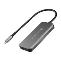 Мультиадаптер USB-C 5-в-1 (хаб/HDMI/PD/LAN), сірий