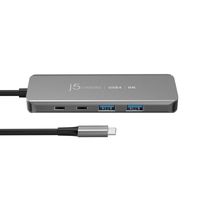 Мультиадаптер USB-C 5-в-1 (хаб/HDMI/PD/LAN), сірий