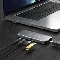 Мультиадаптер USB-C 5-в-1 (хаб/HDMI/PD/LAN), сірий