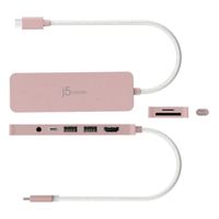 Мультиадаптер USB-C 6-в-1 (хаб/HDMI/картридер/аудіо), червоний