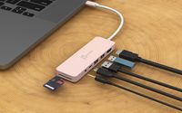 Мультиадаптер USB-C 6-в-1 (хаб/HDMI/картридер/аудіо), червоний