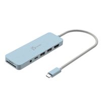 J5create
Мультиадаптер USB-C 6-в-1 (хаб/HDMI/картридер/аудіо), блакитний