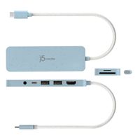 Мультиадаптер USB-C 6-в-1 (хаб/HDMI/картридер/аудіо), блакитний