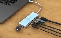 Мультиадаптер USB-C 6-в-1 (хаб/HDMI/картридер/аудіо), блакитний