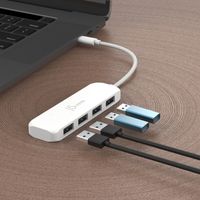 Хаб USB 3.2, 10Gbps, USB-С на 4 USB-A, білий