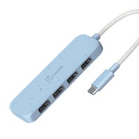 Хаб USB 3.2, 10Gbps, USB-С на 4 USB-A, блакитний