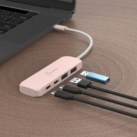 Хаб USB 3,2, 10Gbps, USB-С на 2 USB-A/2 USB-С, червоний