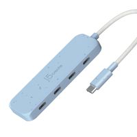 Хаб USB 3.2, 10Gbps, USB-С на 4 USB-С, блакитний