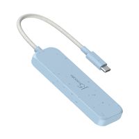 Хаб USB 3.2, 10Gbps, USB-С на 4 USB-С, блакитний