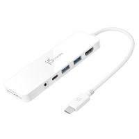J5create
Мультиадаптер USB-C 6-в-1 (хаб/HDMI/картридер/аудіо), білий