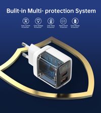 Мережевий зарядний пристрій, GaN, USB-A/USB-C, 35Вт, QC3.0/PD/PPS