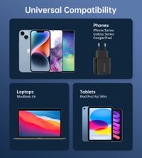 Мережевий зарядний пристрій, GaN, USB-A/USB-C, 35Вт, QC3.0/PD/PPS