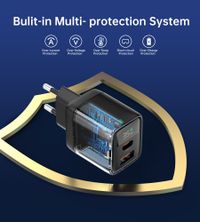 Мережевий зарядний пристрій, GaN, USB-A/USB-C, 35Вт, QC3.0/PD/PPS