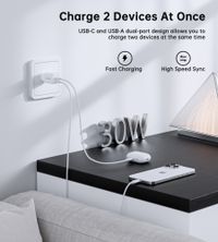 Мережевий зарядний пристрій, USB-A/USB-C, 30Вт, QC3.0/PD/PPS