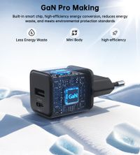 Мережевий зарядний пристрій, USB-A/USB-C, 30Вт, QC3.0/PD/PPS