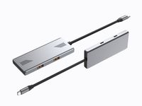 Хаб на 4 порти 2xUSB 3.2,2xUSB-C, метал, сріблястий