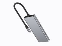 Хаб на 4 порти 2xUSB 3.2,2xUSB-C, метал, сріблястий
