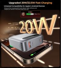 Портативний зарядний пристрій, 10000 mA, QC/PD 22,5 Вт, сірий