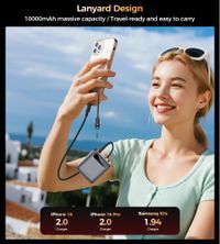 Портативний зарядний пристрій, 10000 mA, QC/PD 22,5 Вт, сірий