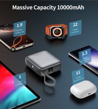 Портативний зарядний пристрій, 10000 mAh, PD 35 Вт, сірий