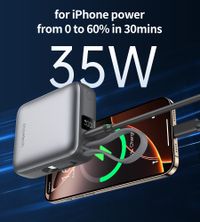 Портативний зарядний пристрій, 10000 mAh, PD 35 Вт, сірий