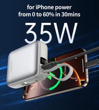 Портативний зарядний пристрій, 10000 mAh, PD 35 Вт, сріблястий