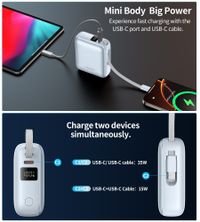 Портативний зарядний пристрій, 10000 mAh, PD 35 Вт, блакитний