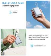 Портативний зарядний пристрій, 10000 mAh, PD 35 Вт, блакитний