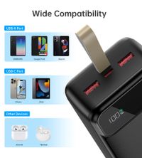 Портативний зарядний пристрій, 30000 mAh, PD 22,5 Вт, чорний