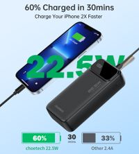 Портативний зарядний пристрій, 30000 mAh, PD 22,5 Вт, чорний